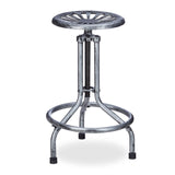 Relaxdays Tabouret de Bar Industriel, Hauteur réglable, Rotatif, Rétro, Extérieur, Métal, 93 x 43 x 43 cm, Gris/Argenté