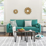 VASAGLE Canapé 3 Places, Surface en Tissu Imitation Lin, 178 x 84,5 x 83 cm, pour Petit Appartement, Chambre d'Amis, Chambre d'Adolescent, Cadre en Bois, Montage Facile, Vert Émeraude LCS10GN