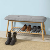 SoBuy FSR24-K-HG Banc Rembourré Design avec 1 Étage de Rangement, Meuble d'Entrée Banquette Confortable