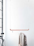 Design Tringle à vêtements de Rod & Knot ? The copperrope en cuivre Tuyau et corde en coton (Blanc) hängend, couvertures de besfestigung - 110 cm