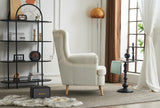 VOLERO' Fauteuil Design rétro, modèle Artemide, revêtement en Velours, Structure et Pieds en Bois (Blanc Blouclè)
