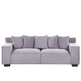 Beliani Canapé 3 Places en Velours Côtelé Gris Clair Rembourrage Épais en Mousse Ultra Confortable Idéal pour Salon Moderne et Industriel