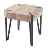 Table Basse de Salon KOS T574, certifié FSC, 52x50x50cm ~ chêne Sauvage, Pieds foncés en métal
