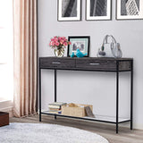 Homcom Console Table d'appoint Design Industriel dim. 120L x 30l x 81H cm 2 tiroirs étagère Acier Noir Panneaux Particules Bois Gris
