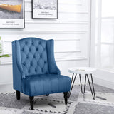 Homcom Fauteuil Chesterfield Grand Confort Dossier Assise capitonné avec Boutons Velours Bleu