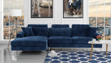 BHDesign Marie - Meridienne Moderne Antique - Velours - Coloris Bleu Navy