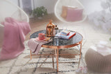 FineBuy Table Basse Rond 82,5 x 40 x 82,5 cm Apparence De Marbre Noir | Table d'appoint Conception Moderne | Table De Sofa Structure Métallique Cuivre | Table De Salon Grand Verre De Sécurité Acier