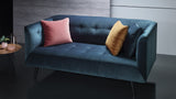 BOBOCHIC PARIS Canapé 3 Places Fixe avec coussins Bleu Canard, 225 x 93 x 77 cm