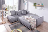 Bobochic - Lena - Canapé scandinave d'angle Gauche - Gris Clair - 236x90x190cm