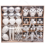 Victor's Workshop 90pcs Boules De Noël Boules De Noël Ensemble, Ruban Et Blanc en Plastique Incassable Boules De Noël Décoration, Sapin De Noël Pendentifs Cadeaux (Frozen Winter)