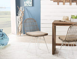 MACABANE Lot de 2 Chaises, Pieds en Métal, Beige/Blanc, 45 x 62 x 85 cm