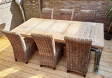 Cosywood moderne Table de style industriel solide Table de salle à manger Bois d'échafaudage Stigerwood vintage Table de jardin Table de conférence 4 Pers. Table 140 (L) x 95 (W) x 78 cm (H)
