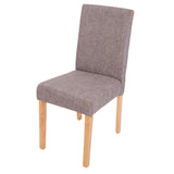 Mendler Lot de 4 chaises de séjour Littau, Tissu Gris, Pieds clairs