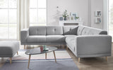 Bobochic LUNA Canapé d'angle panoramique 6 places avec Pouf Tissu Gris Clair 246 x 246 x 75 cm
