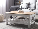 Beliani Table Basse Bois Clair/Blanc 100 x 60 cm Savannah