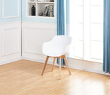 H.J WeDoo Lot de 2 Chaise Salle à Manger, Fauteuils Scandinave de Chaise latérale Design rétro avec Jambe de Bois de hêtre Massif - Blanc