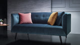 BOBOCHIC PARIS Canapé 3 Places Fixe avec coussins Bleu Canard, 225 x 93 x 77 cm