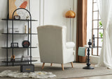 VOLERO' Fauteuil Design rétro, modèle Artemide, revêtement en Velours, Structure et Pieds en Bois (Blanc Blouclè)