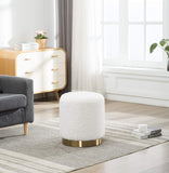 Wahson Pouf Tabouret en Fourrure Rond Repose Pieds avec Base en Métal Doré, Ottoman pour Salon/Chambre/Vestiaire