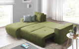 Bobochic LISBONA Canapé Angle Gauche Convertible 4 places avec coussins Vert 236 x 165 x 81 cm