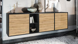 Vladon Buffet Armoire Cuba, Corps en Noir Mat/Façades en Chêne Nature