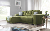 Bobochic LISBONA Canapé Angle Gauche Convertible 4 places avec coussins Vert 236 x 165 x 81 cm