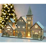 WeRChristmas 28 cm en Bois Grand Modèle scène de l'église Décoration de Noël illuminé avec 4 LED Blanc Chaud