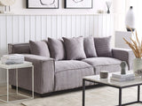 Beliani Canapé 3 Places en Velours Côtelé Gris Clair Rembourrage Épais en Mousse Ultra Confortable Idéal pour Salon Moderne et Industriel