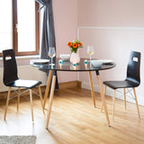 Relaxdays Table à manger ronde ARVID style scandinave 6 - 8 personnes HxD: 75 x 120 cm en bois, noir