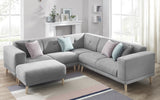 Bobochic LUNA Canapé d'angle panoramique 6 places avec Pouf Tissu Gris Clair 246 x 246 x 75 cm