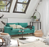 VASAGLE Canapé 3 Places, Surface en Tissu Imitation Lin, 178 x 84,5 x 83 cm, pour Petit Appartement, Chambre d'Amis, Chambre d'Adolescent, Cadre en Bois, Montage Facile, Vert Émeraude LCS10GN