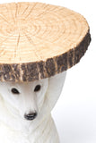 Kare Design Table d'appoint Animal, Petite Table Basse Ronde, Aspect Bois, Figurine Animale comme Fantaisie,  Ø37cm, Ours Polaire, 53x37x37cm