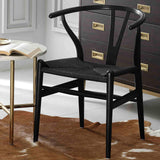 Wishbone Chaise Y en Bois Massif Chaise de Salle à Manger en rotin Naturel Beech-Black