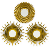 Miroir Murale 3 Pièces - BONNYCO | Miroir Rond pour Decoration Murale dans Maison, Salon et Chambre | Miroir Soleil Accrocher au Mur Original Cadeau Femme et Maman | Miroir Doré pour Décoration