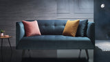 BOBOCHIC PARIS Canapé 3 Places Fixe avec coussins Bleu Canard, 225 x 93 x 77 cm