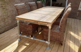 Cosywood moderne Table de style industriel solide Table de salle à manger Bois d'échafaudage Stigerwood vintage Table de jardin Table de conférence 4 Pers. Table 140 (L) x 95 (W) x 78 cm (H)
