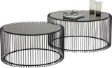 Lot de 2 Tables Basses Rondes en Verre Moderne