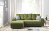 Bobochic LISBONA Canapé Angle Gauche Convertible 4 places avec coussins Vert 236 x 165 x 81 cm
