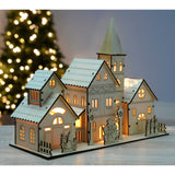 WeRChristmas 28 cm en Bois Grand Modèle scène de l'église Décoration de Noël illuminé avec 4 LED Blanc Chaud