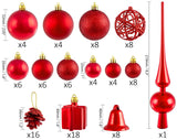 Brubaker - Boules de Noël & Pointe de Sapin - 101 Pièces/Coffret XXL - Décoration de Noël Traditionnelle - Rouge