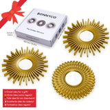 Miroir Murale 3 Pièces - BONNYCO | Miroir Rond pour Decoration Murale dans Maison, Salon et Chambre | Miroir Soleil Accrocher au Mur Original Cadeau Femme et Maman | Miroir Doré pour Décoration