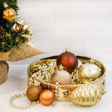 Valery Madelyn 100pcs Boules de Noël Ornements 3-8cm, décoration de Boules de Noël incassables en cuivre et en Plastique doré, Cadeaux de pendentifs de Sapin de Noël (Woodland)