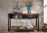 Console - Fer et bois massif recyclé laqué (multicolore) - INDUSTRIAL #42