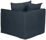 Safavieh SEU4651A Adeline Fauteuil Lin Bleu Foncé 75 x 84 x 65,02 cm