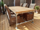 Cosywood moderne Table de style industriel solide Table de salle à manger Bois d'échafaudage Stigerwood vintage Table de jardin Table de conférence 4 Pers. Table 140 (L) x 95 (W) x 78 cm (H)