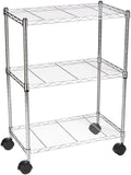 AmazonBasics Étagère 3 niveaux à roulettes - Chrome