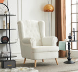 VOLERO' Fauteuil Design rétro, modèle Artemide, revêtement en Velours, Structure et Pieds en Bois (Blanc Blouclè)