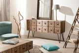 Macabane Buffet 2 Portes 2 tiroirs, Pin, Marron, 150,5 x 45 x 79,5 cm