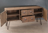 Macabane Buffet 2 Portes 2 tiroirs, Pin, Marron, 150,5 x 45 x 79,5 cm