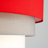 MiniSun Belle Abat-Jour pour Suspension de Plafond. Moderne - 3 Tambours en Cascade. Finition en Tissue Rouge, Gris et Blanc